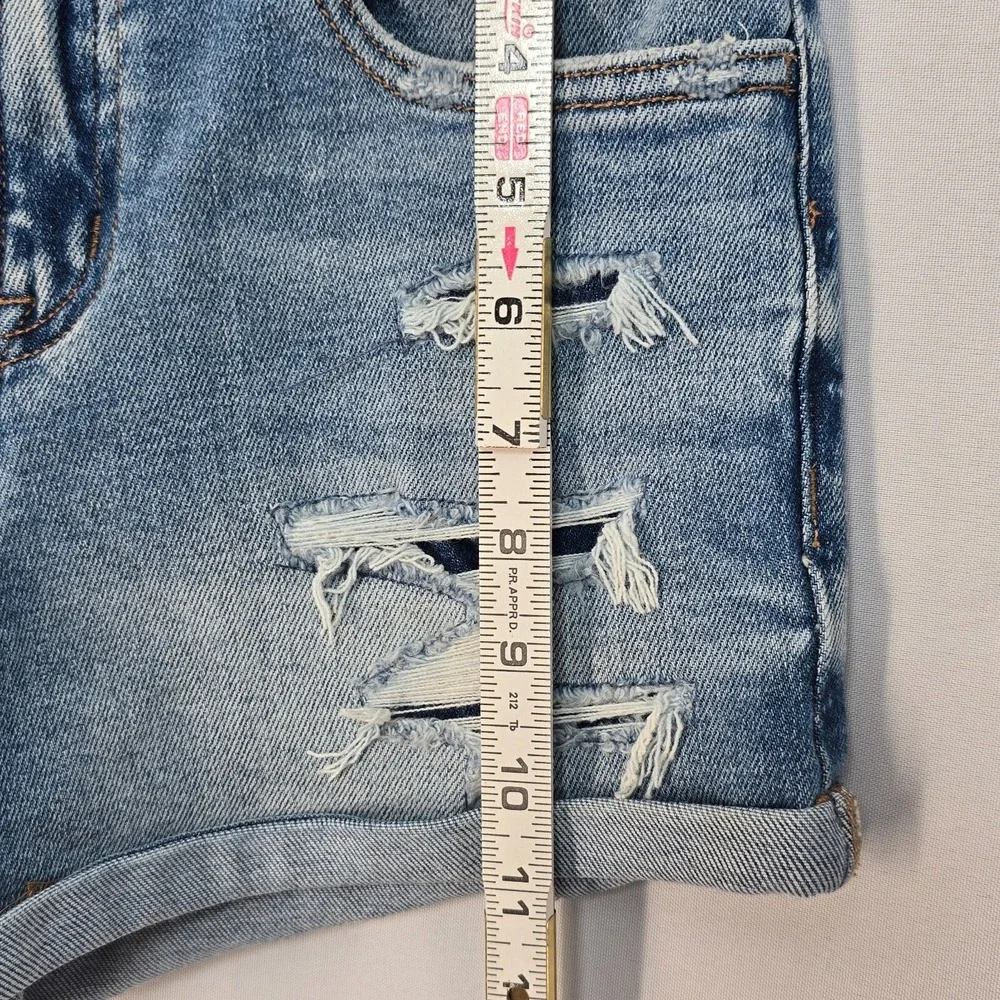 Fashion Nova Cooper Shorts Woman Extra Small Blue Distressed Hi Rise‎ Denim NWT